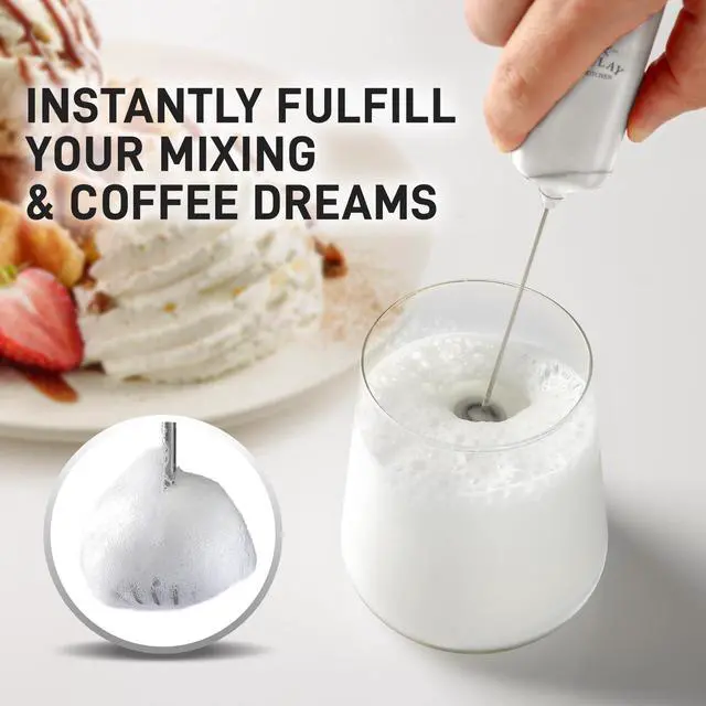 Alt view image 2 of 7 - Mini & Mighty Milk Frother Wand Powerful Handheld Coffee Frother, Battery Operated Drink Mixer Compact Pocket Size Detachable Whisk for Latte, Cappuccino, Matcha, Hot Chocolate