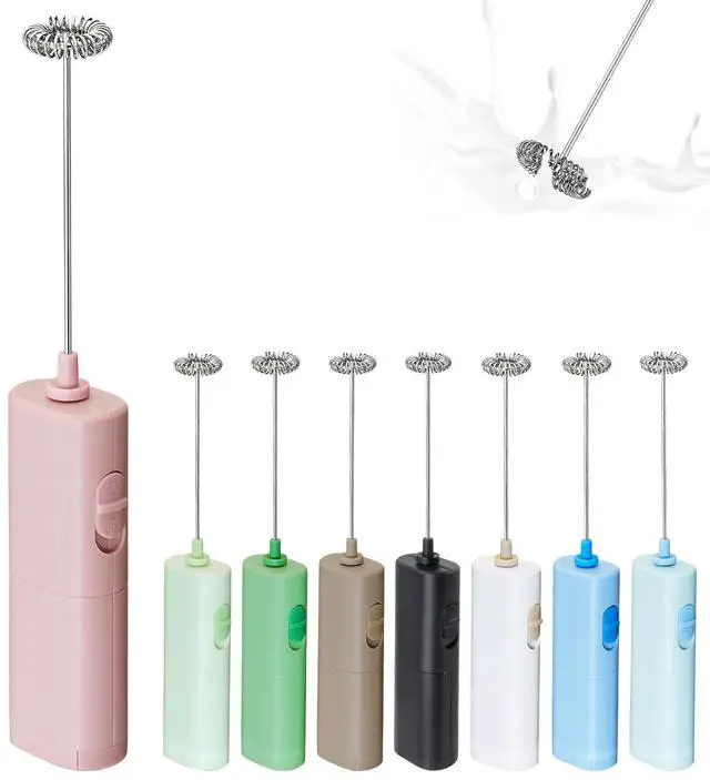 Main image of Powerful Electric Milk Frother, Battery Operated Drink Blender, Foam Maker Mixer, Milk Frother Handled for Coffee, Latte, Matcha, Protein Powder (Pink)