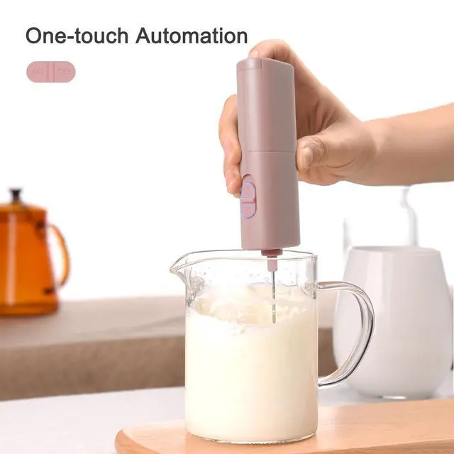 Alt view image 2 of 7 - Powerful Electric Milk Frother, Battery Operated Drink Blender, Foam Maker Mixer, Milk Frother Handled for Coffee, Latte, Matcha, Protein Powder (Pink)