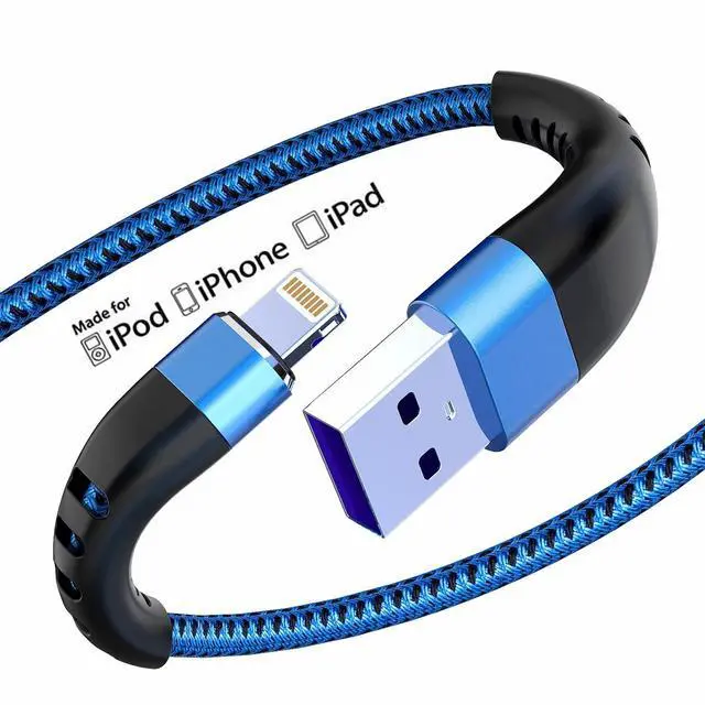 Main image of 2Pack for iPhone Charger Cord 1FT, Lighting Cable 1 Feet to USB Charging Cable, Nylon Braided Charging Cord 1 Foot Compatible with iPhone 14 13 12 11 X XS XR 15 Pad - Blue