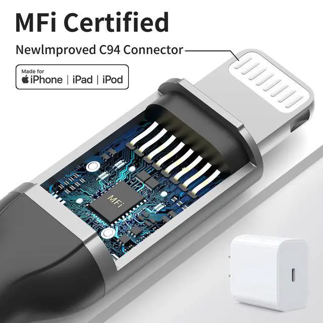 Alt view image 3 of 7 - USB C to Lightning Cable 1ft, 2Pack Short iPhone Charger Cord MFi Certified Braided Fast Charging Type C to Lightning Cable Compatible with Apple iPhone 14/13/12/11Pro/X/XR/8/7/6s/Plus/SE/iPad