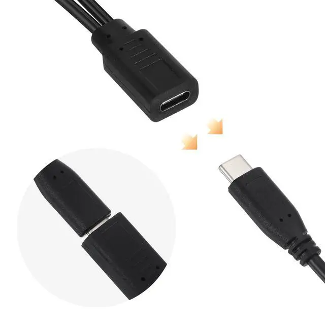 Alt view image 3 of 7 - USB C Splitter Charge Cable, 1 in 2 Out Type C Female to Dual Male Charging Y Adapter Power Only for Small Electronics 15W Fast Charger - Not Support Data Transfer (1 Feet / 30cm)
