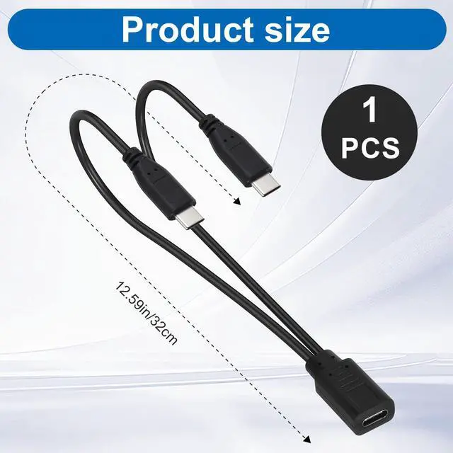Alt view image 4 of 7 - USB C Splitter Charge Cable, 1 in 2 Out Type C Female to Dual Male Charging Y Adapter Power Only for Small Electronics 15W Fast Charger - Not Support Data Transfer (1 Feet / 30cm)