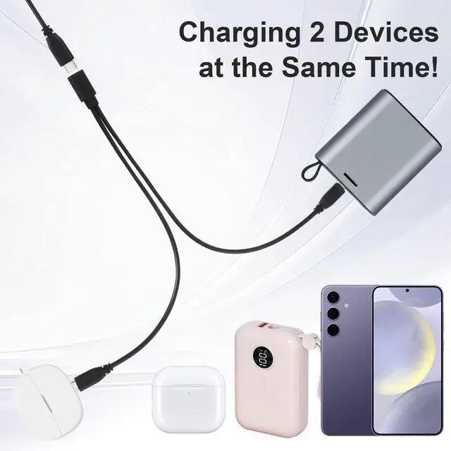 Alt view image 5 of 7 - USB C Splitter Charge Cable, 1 in 2 Out Type C Female to Dual Male Charging Y Adapter Power Only for Small Electronics 15W Fast Charger - Not Support Data Transfer (1 Feet / 30cm)
