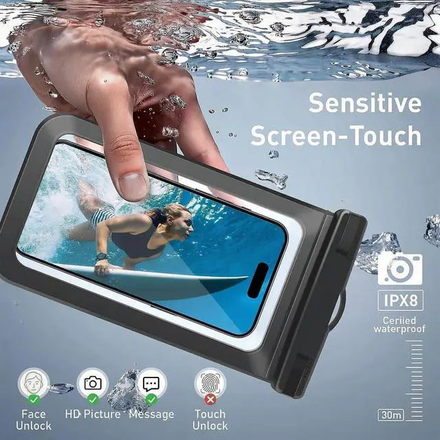 Alt view image 4 of 7 - 1/2/4 Waterproof Case Pouch Cellphone Dry Bag Compatible for iPhone 17 16 15 14 13Pro Max Plus Black | Universal, Up to 7",Cruise Ship, Kayak, Beach Essentials, IPX8 Water Resistant,1 Pack