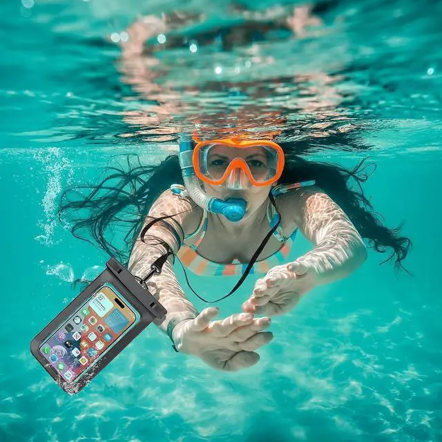 Alt view image 7 of 7 - 1/2/4 Waterproof Case Pouch Cellphone Dry Bag Compatible for iPhone 17 16 15 14 13Pro Max Plus Black | Universal, Up to 7",Cruise Ship, Kayak, Beach Essentials, IPX8 Water Resistant,1 Pack