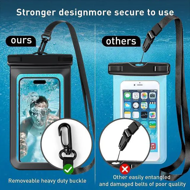 Alt view image 5 of 7 - 1/2/4 Waterproof Case Pouch Cellphone Dry Bag Compatible for iPhone 17 16 15 14 13Pro Max Plus Black | Universal, Up to 7",Cruise Ship, Kayak, Beach Essentials, IPX8 Water Resistant,1 Pack