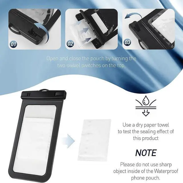 Alt view image 6 of 7 - 1/2/4 Waterproof Case Pouch Cellphone Dry Bag Compatible for iPhone 17 16 15 14 13Pro Max Plus Black | Universal, Up to 7",Cruise Ship, Kayak, Beach Essentials, IPX8 Water Resistant,1 Pack