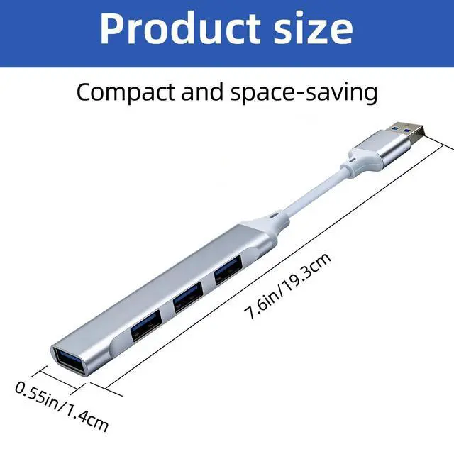 Alt view image 3 of 5 - USB Extender Hub 4 Ports, USB Multiple Adapter Hub, USB A Splitter for Laptop, Xbox, Flash Drive, HDD, Console, Printer, Camera, Keyborad, Mouse and More