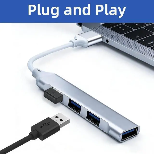 Alt view image 4 of 5 - USB Extender Hub 4 Ports, USB Multiple Adapter Hub, USB A Splitter for Laptop, Xbox, Flash Drive, HDD, Console, Printer, Camera, Keyborad, Mouse and More