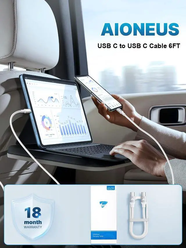 Alt view image 7 of 7 - USB C to USB C Cable 60W 6FT C to C Cable Fast Charging Cord for iPhone17 USB Type C Charger Braided USBC to USBC Charging Cable for iPhone 16 Pro Max 15Plus, MacBook, iPad, Samsung S25 S24