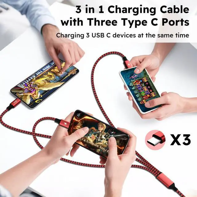 Alt view image 3 of 7 - USB A/C to USB C Multi Charging Cable, 3 in 1 Type C Phone Charger Cord