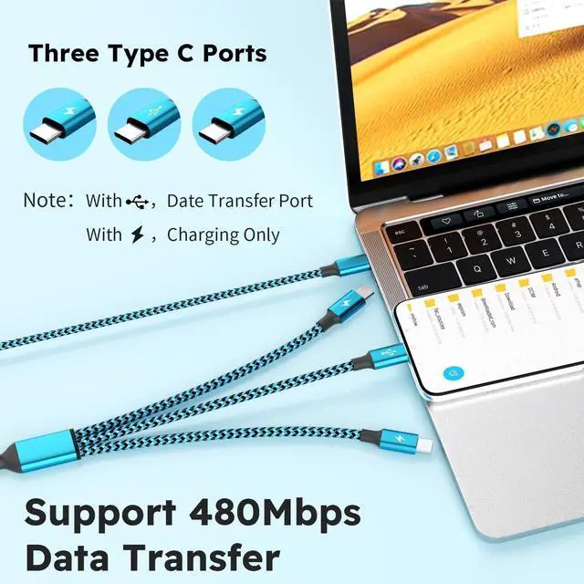 Alt view image 5 of 7 - USB A/C to USB C Multi Charging Cable, 3 in 1 Type C Phone Charger Cord