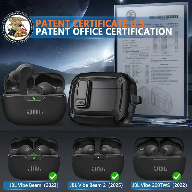 Alt view image 2 of 5 - for JBL Vibe Beam2 Case (2025) / for Vibe Beam Case (2023)/ for JBL Vibe 200TWS (2022) with Lock Clip & Cleaning Kit,Shockproof Protective Headphone Cover