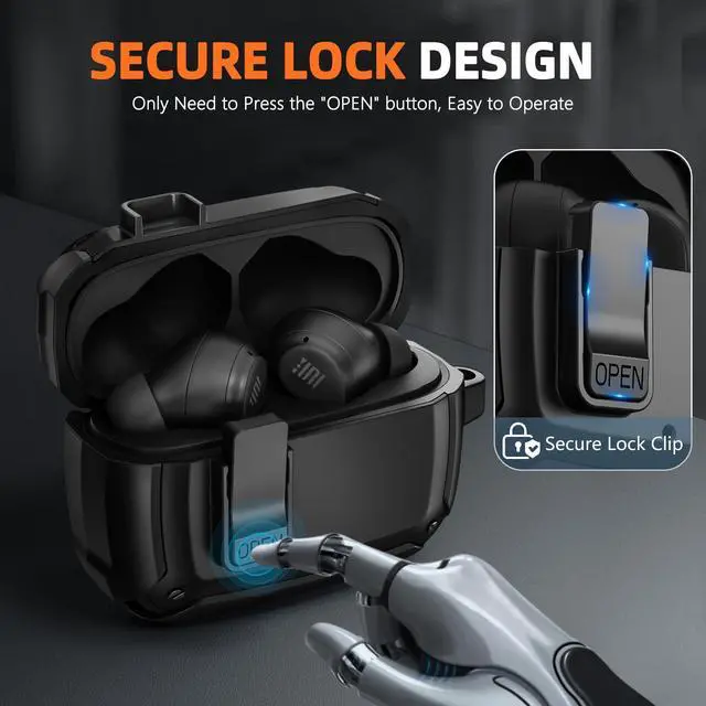 Alt view image 3 of 5 - for JBL Vibe Beam2 Case (2025) / for Vibe Beam Case (2023)/ for JBL Vibe 200TWS (2022) with Lock Clip & Cleaning Kit,Shockproof Protective Headphone Cover