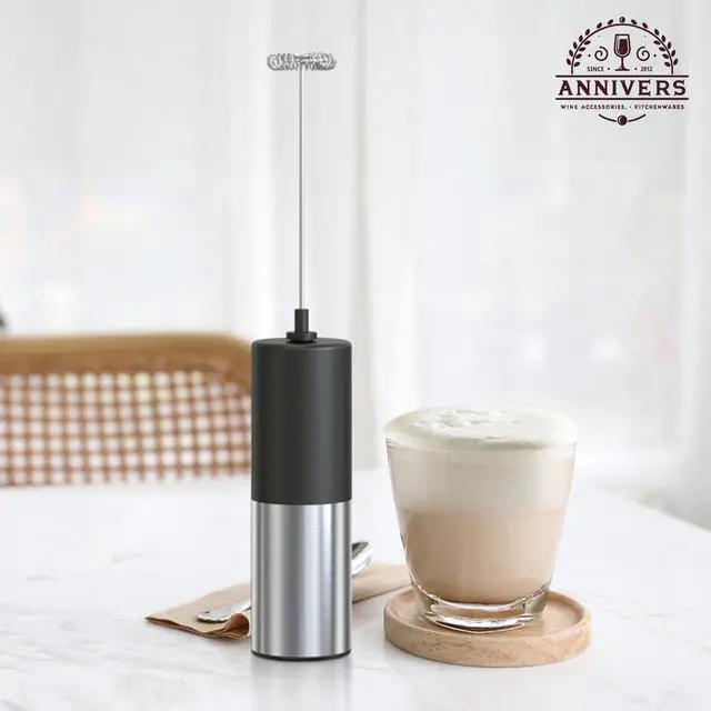 Alt view image 3 of 7 - Electric Milk Frother Handheld Drink Mixer Hand Coffee Whisk Blender Foam Maker Egg Beater, Battery Operated Stainless Steel Whisk & Body, Milkshake Matcha Whisk, Mousseur à Lait Électrique