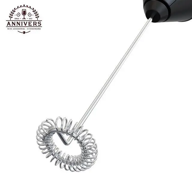 Alt view image 7 of 7 - Electric Milk Frother Handheld Drink Mixer Hand Coffee Whisk Blender Foam Maker Egg Beater, Battery Operated Stainless Steel Whisk & Body, Milkshake Matcha Whisk, Mousseur à Lait Électrique