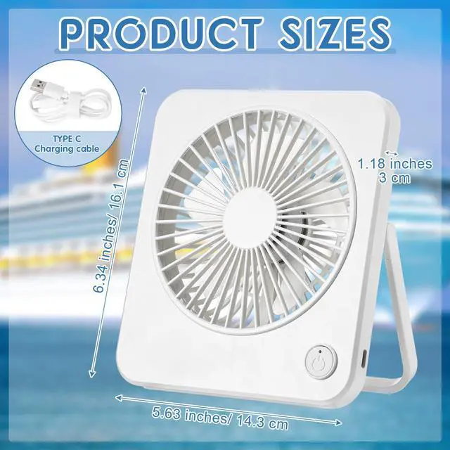 Alt view image 3 of 6 - Cruise Ship Approved Travel Fan 180 degrees Foldable USB Portable Adjustable Small 3 Speeds Desk Fan Cruise Ship Essentials for Travel Home Bedroom Office Desktop