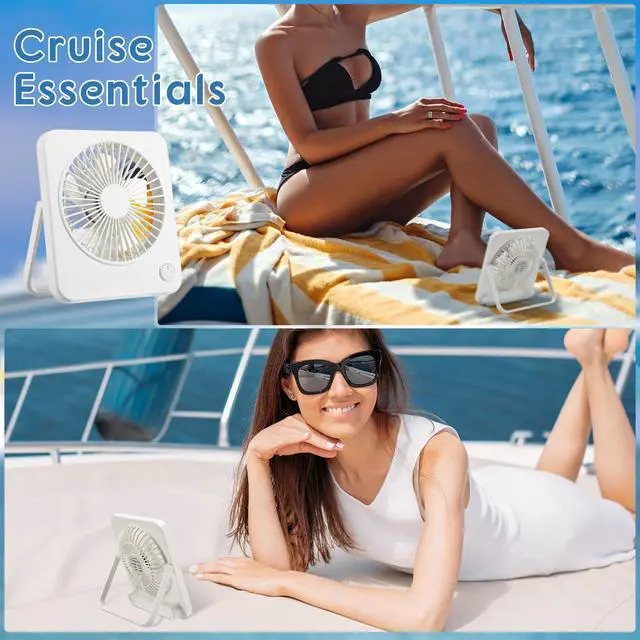 Alt view image 6 of 6 - Cruise Ship Approved Travel Fan 180 degrees Foldable USB Portable Adjustable Small 3 Speeds Desk Fan Cruise Ship Essentials for Travel Home Bedroom Office Desktop