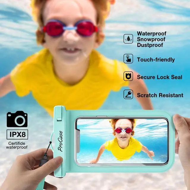 Alt view image 3 of 6 - 2 Pack Waterproof Phone Pouch Case, 7" Universal Underwater Cellphone Dry Bag for iPhone 17 Air 16 15 14 13 Pro Plus Max 12 11, Galaxy S24 S23 S22 Ultra Pixel -Black/Green