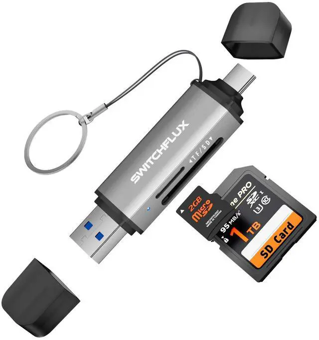 Main image of SD Card Reader USB C, 2-in-1 Dual Slot Micro SD Adapter, USB 3.0 High Speed Memory Card Reader for SD,Micro SD,SDHC,SDXC,Compatible with MacBook Pro/Air, iPhone 15/16, iPad, Laptop, Android