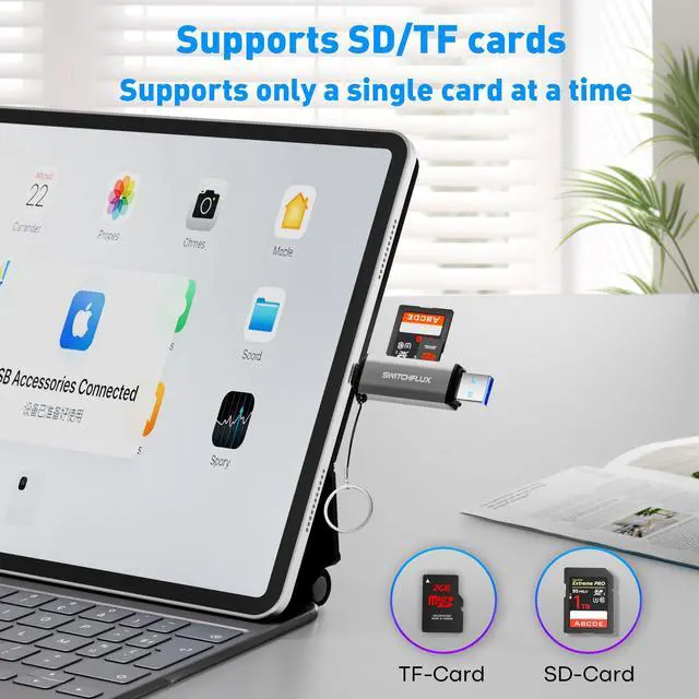 Alt view image 4 of 7 - SD Card Reader USB C, 2-in-1 Dual Slot Micro SD Adapter, USB 3.0 High Speed Memory Card Reader for SD,Micro SD,SDHC,SDXC,Compatible with MacBook Pro/Air, iPhone 15/16, iPad, Laptop, Android