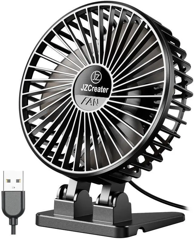 Main image of USB Desk Fan, Mini Portable, 3 Speeds Desktop Table Cooling, Plug in Power, Rotation Strong Wind, Quiet Personal Small for Home Office Travel Bedroom, Black