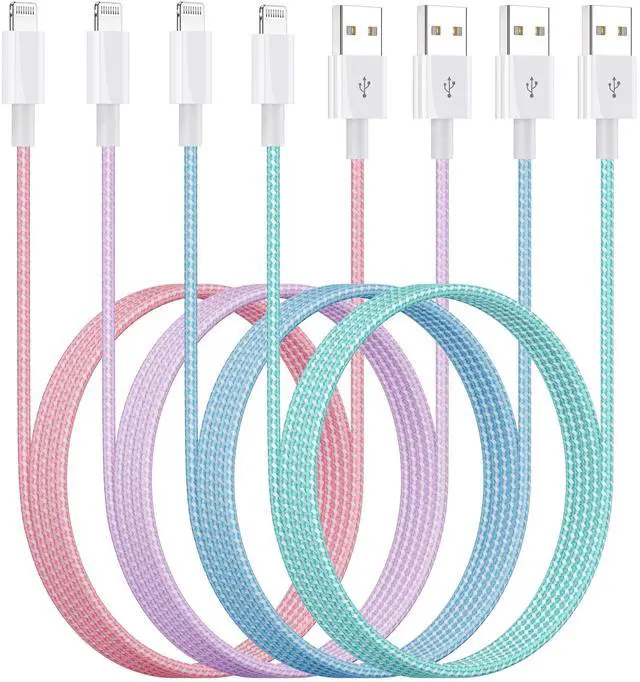 Main image of iPhone Charger 6ft Lightning Cable 4Pack, Apple Certified Nylon Braided USB Fast Charging Cord for iPhone 14 13 12 11 Pro MAX Xs XR X 8 7 6S 6 Plus