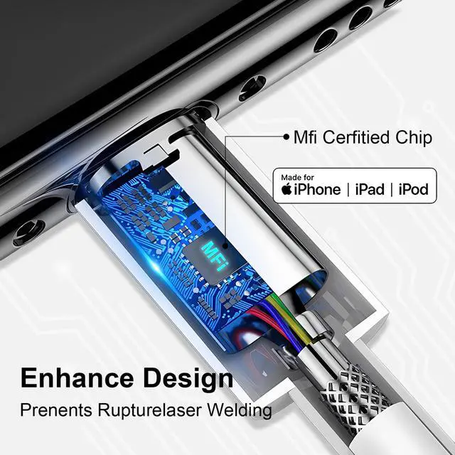 Alt view image 2 of 7 - iPhone Charger 6ft Lightning Cable 4Pack, Apple Certified Nylon Braided USB Fast Charging Cord for iPhone 14 13 12 11 Pro MAX Xs XR X 8 7 6S 6 Plus