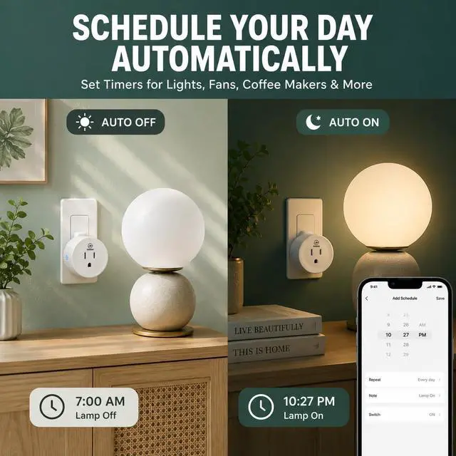 Alt view image 3 of 5 - Matter Smart Plug, Works with Alexa,Apple Home, Google Home & SmartThings, Easy Setup, Timer Outlet, 2.4GHz WiFi Only, Matter Hub Required (1 Pack)