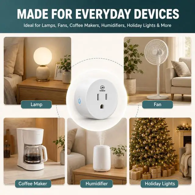 Alt view image 5 of 5 - Matter Smart Plug, Works with Alexa,Apple Home, Google Home & SmartThings, Easy Setup, Timer Outlet, 2.4GHz WiFi Only, Matter Hub Required (1 Pack)