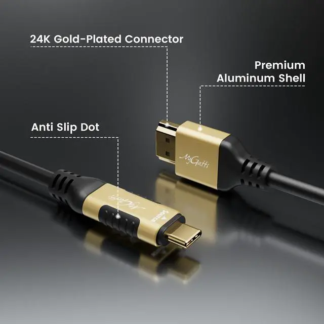 Alt view image 3 of 7 - USB C to HDMI Cable 8FT, High-Speed USB 3.1 Type-C to HDMI 2.0 Cord, 4K@60Hz HDR, Gold-Plated Plug, (Thunderbolt 5/4/3 Compatible), for MacBook, iPad, iPhone, HDTV and More