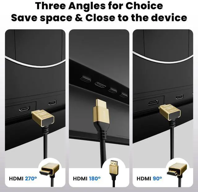 Alt view image 2 of 7 - USB C to HDMI Cable 8FT, High-Speed USB 3.1 Type-C to HDMI 2.0 Cord, 4K@60Hz HDR, Gold-Plated Plug, (Thunderbolt 5/4/3 Compatible), for MacBook, iPad, iPhone, HDTV and More
