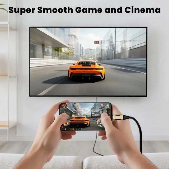 Alt view image 6 of 7 - USB C to HDMI Cable 8FT, High-Speed USB 3.1 Type-C to HDMI 2.0 Cord, 4K@60Hz HDR, Gold-Plated Plug, (Thunderbolt 5/4/3 Compatible), for MacBook, iPad, iPhone, HDTV and More