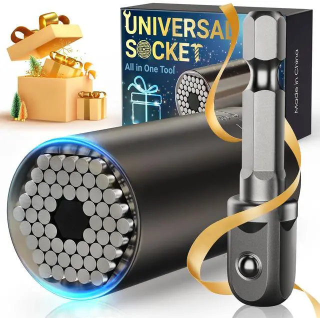 Main image of Stuffers for Men Adults Tools, Super Universal Socket Gifts for Men Grip Socket Set with Power Drill Adapter, Cool Gadgets Christmas Gift for Dad Husband Boyfriend Him Who Have Everything
