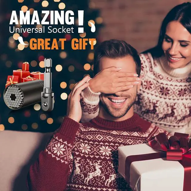 Alt view image 3 of 7 - Stuffers for Men Adults Tools, Super Universal Socket Gifts for Men Grip Socket Set with Power Drill Adapter, Cool Gadgets Christmas Gift for Dad Husband Boyfriend Him Who Have Everything