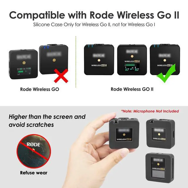 Alt view image 2 of 7 - Silicone Case Compatible with RODE Wireless Go 2 Accessories RODE Wireless go II MIC Silicone Protect Case Cover (3PCS Black)