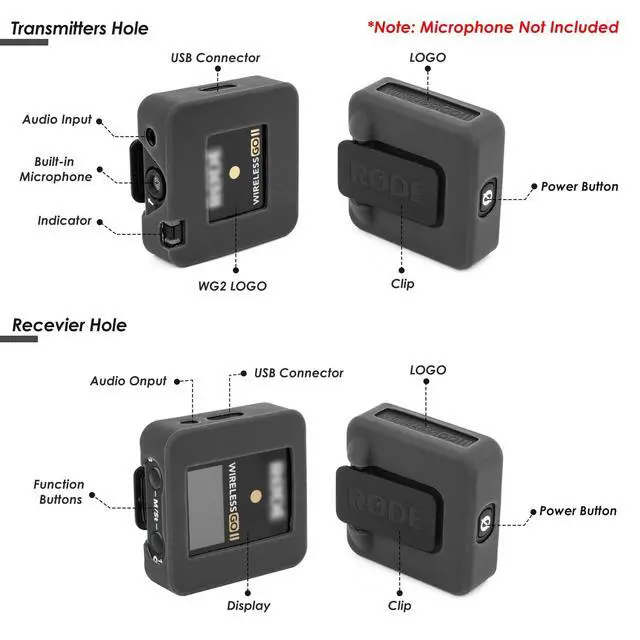 Alt view image 4 of 7 - Silicone Case Compatible with RODE Wireless Go 2 Accessories RODE Wireless go II MIC Silicone Protect Case Cover (3PCS Black)