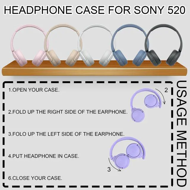 Alt view image 2 of 7 - Headphone Case for JBL Tune 510BT 520BT, Hard Portable Headphone Carrying Case, Over Ear Headphone Storage Protective Case (Black)