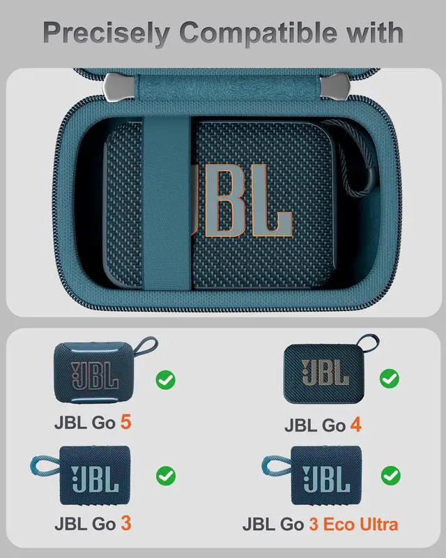 Alt view image 2 of 7 - Hard Shell Travel Case for JBL Go 5/4/ 3/ Go 3 Eco Ultra Speaker, Waterproof Portable Carrying Box for JBL Mini Speaker and Accessories, Storage Bag with Mesh Pocket & Wrist Strap -Blue