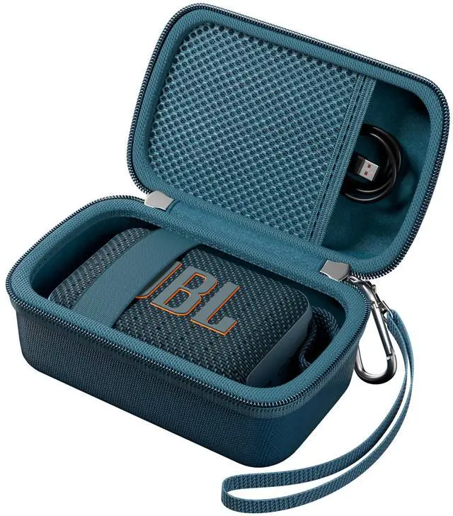 Main image of Hard Shell Travel Case for JBL Go 5/4/ 3/ Go 3 Eco Ultra Speaker, Waterproof Portable Carrying Box for JBL Mini Speaker and Accessories, Storage Bag with Mesh Pocket & Wrist Strap -Blue
