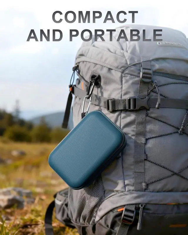 Alt view image 6 of 7 - Hard Shell Travel Case for JBL Go 5/4/ 3/ Go 3 Eco Ultra Speaker, Waterproof Portable Carrying Box for JBL Mini Speaker and Accessories, Storage Bag with Mesh Pocket & Wrist Strap -Blue