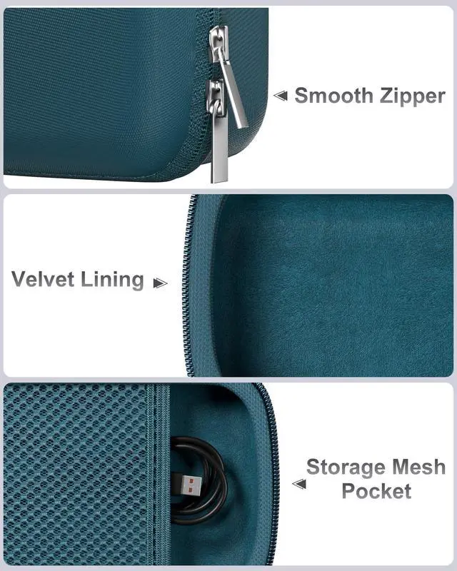 Alt view image 4 of 7 - Hard Shell Travel Case for JBL Go 5/4/ 3/ Go 3 Eco Ultra Speaker, Waterproof Portable Carrying Box for JBL Mini Speaker and Accessories, Storage Bag with Mesh Pocket & Wrist Strap -Blue