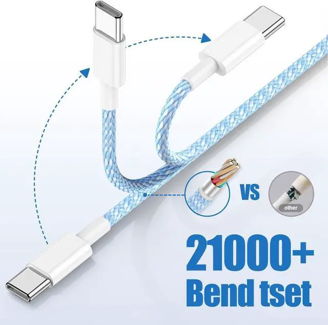 Alt view image 2 of 5 - USB C to C Charging Cable 6ft, 60W Fast Type C to C Charger Cord Long for Apple iPhone 17 Pro Max/17 Air/16 Pro Max/15 Plus, MacBook Pro 2021/2020/2019,iPad 12.9/11 inch/Mini/Air 5/4,Samsung Galaxy