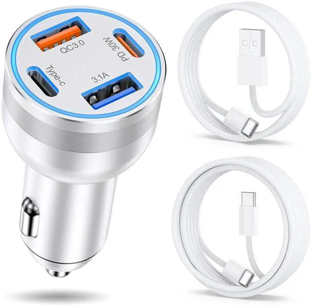 Main image of 65W Car Charger for iPhone 17/16 Pro Max, 4 Port USB C Car Charger Fast Charging with 2Pack USB C Cables,Fast Car Phone Charger Cigarette Lighter Adapter for iPhone 17 16 15 Pro Max,iPad,Galaxy