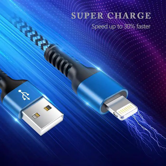 Alt view image 4 of 7 - iPhone Charger Cable Cord 6ft Braided Charging Apple Original Nylon USB Cords fast charge Wire for iPhone 14 13 12 11 Pro Max Mini SE X 8 7 6s Plus, iPad, Long Cables Power Adapter Cargador 6ft -4Pack