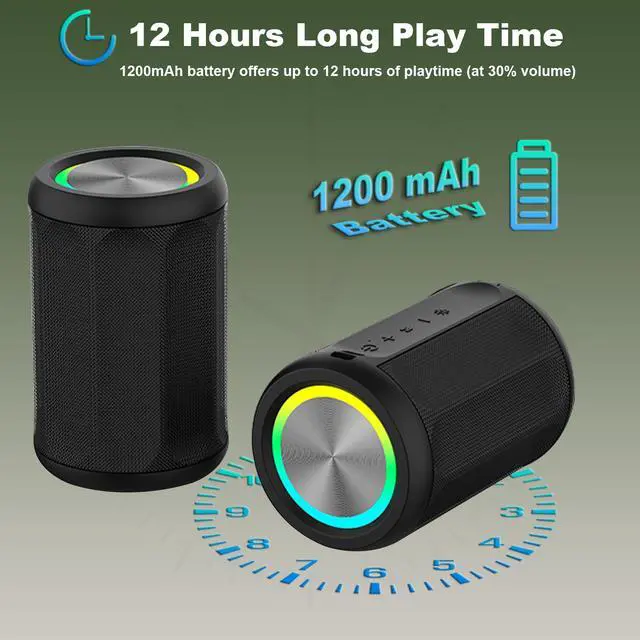Alt view image 5 of 7 - Small Portable Bluetooth Speaker with RGB Light, Clear Stereo Sound, Wireless Speaker Bluetooth 5.4, TWS Pairing, AUX & TF Card Input for Bedroom, Desk, Travel, Home