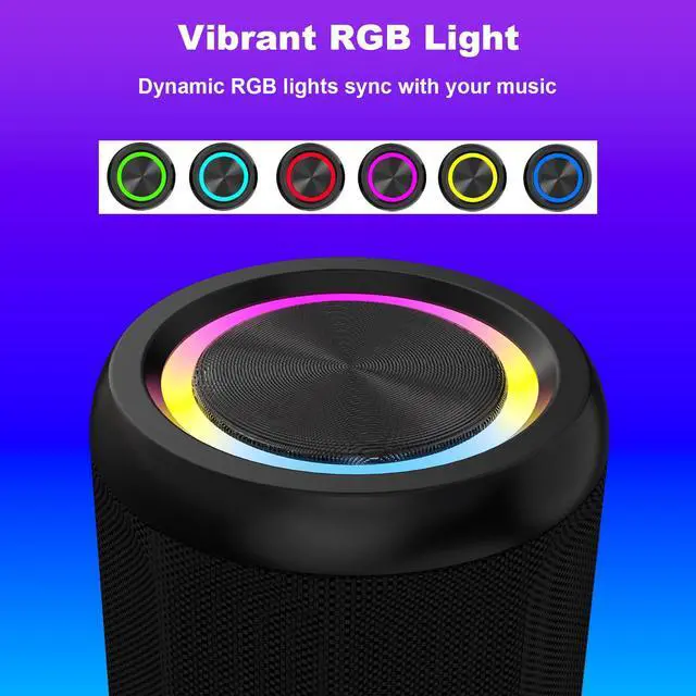 Alt view image 2 of 7 - Small Portable Bluetooth Speaker with RGB Light, Clear Stereo Sound, Wireless Speaker Bluetooth 5.4, TWS Pairing, AUX & TF Card Input for Bedroom, Desk, Travel, Home