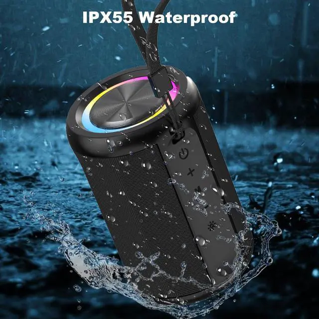 Alt view image 7 of 7 - Small Portable Bluetooth Speaker with RGB Light, Clear Stereo Sound, Wireless Speaker Bluetooth 5.4, TWS Pairing, AUX & TF Card Input for Bedroom, Desk, Travel, Home
