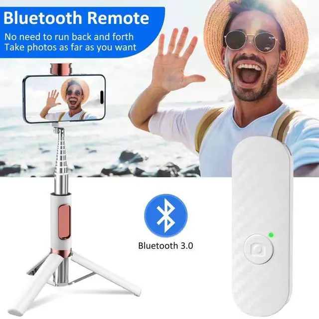 Alt view image 6 of 6 - Selfie Stick Phone Tripod with Remote for iPhone & Android, Portable Aluminum Alloy 3 in 1 Stand for Group Photos with 1/4" Screw for Gopro Cam, Vlog/Travel/Photography